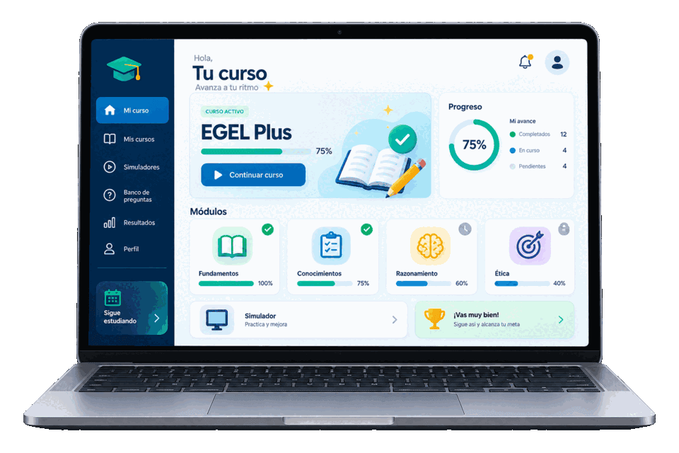 Laptop con interfaz de curso en línea de Crece MX